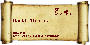 Bartl Alojzia névjegykártya